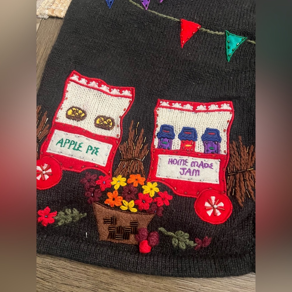 Bobbie Brooks Black Knit with Colorful Floral Design - Picture 6 of 13